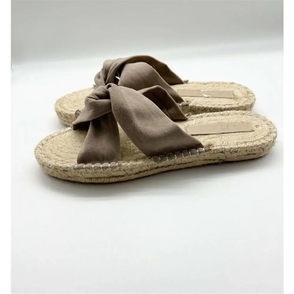 ASOS Design Jolly Knotted Beige Faux Suede Crossover Espadrille Flats Size 9